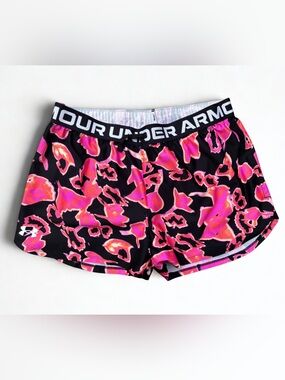 Under Armour Black & Hot Pink Athletic Print Shorts Youth Sz XL